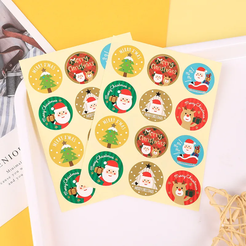 Christmas Elements Santa Elk Round Sticker Packaging