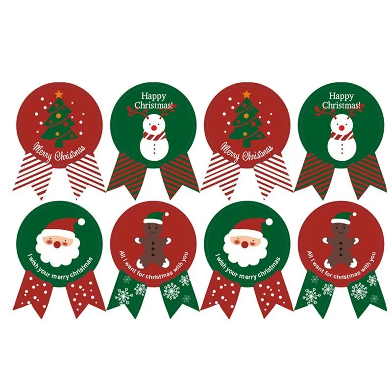 Self-Adhesive Santa Claus Snowman Package Sealing Mirror Sticker
