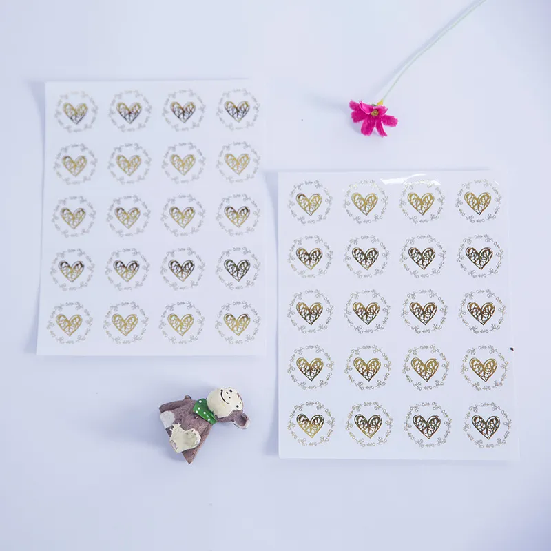Transparent Bronzing Self-Adhesive Love Round Sealing Stickers for Jewelry Packaging