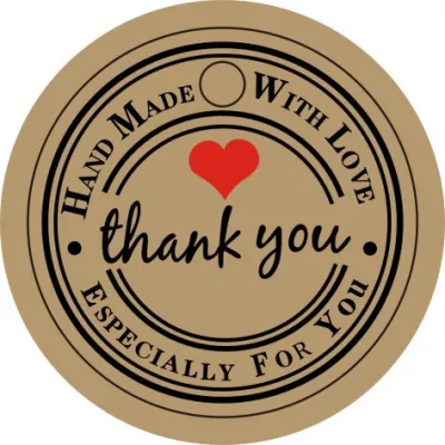 Fashion Handmade Kraft Paper Thank You Round Packaging Card