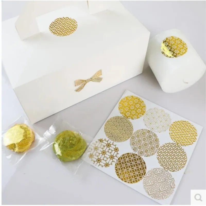 Gold Round Gold Stamping Transparent Self-Adhesive Sealing Stickers