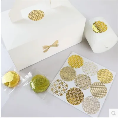 Gold Round Gold Stamping Transparent Self-Adhesive Sealing Stickers
