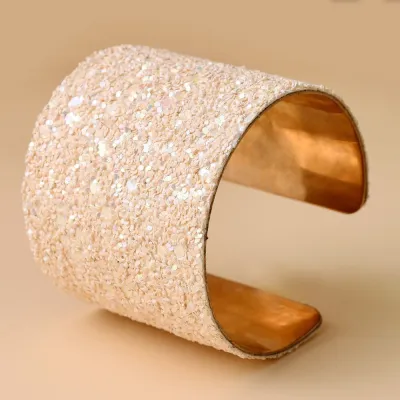 Women Fashion Glitter Wide Open Bangle