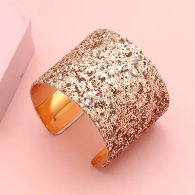 Women Fashion Glitter Wide Open Bangle