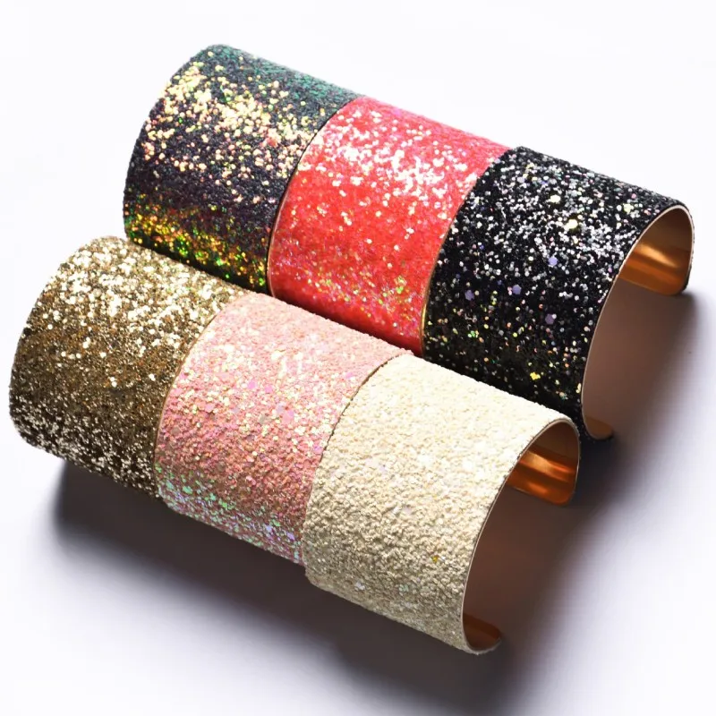 Women Fashion Glitter Wide Open Bangle