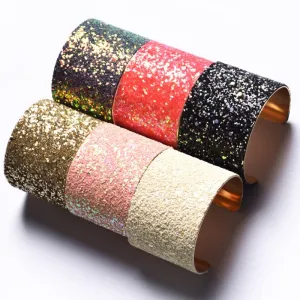 Women Fashion Glitter Wide Open Bangle