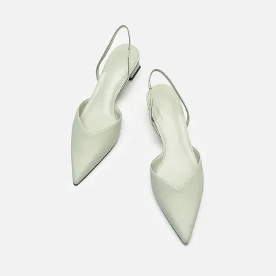 Women Square Heel Pointed Toe Mules Simple Style PU