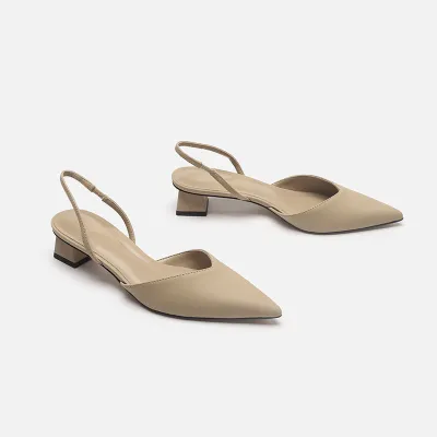 Women Square Heel Pointed Toe Mules Simple Style PU