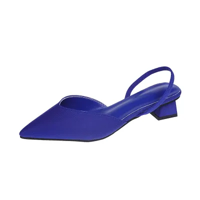 Women Square Heel Pointed Toe Mules Simple Style PU