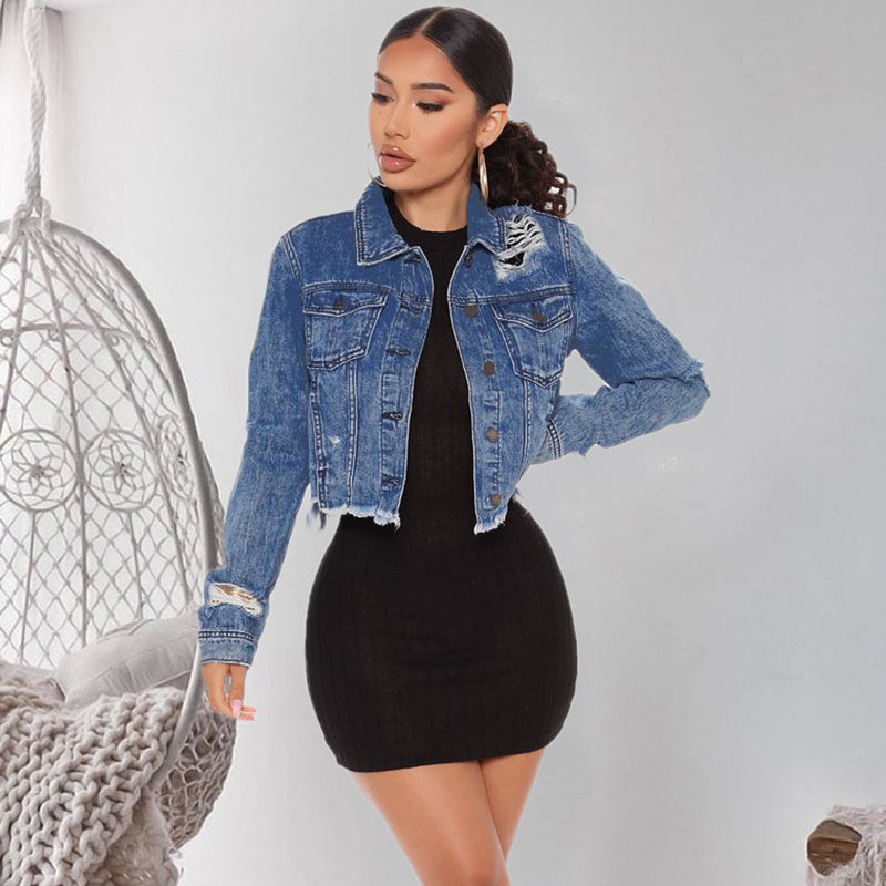 Wholesale Women Personality Ripped Tassel Short Retro Long
