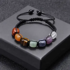 Men's Natural Tiger Eye Agate Multicolor Beaded Bracelet