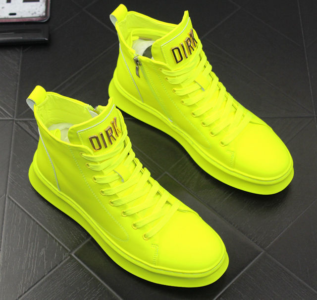 Wholesale Men S Fashion Bright Color High Top Sneakers