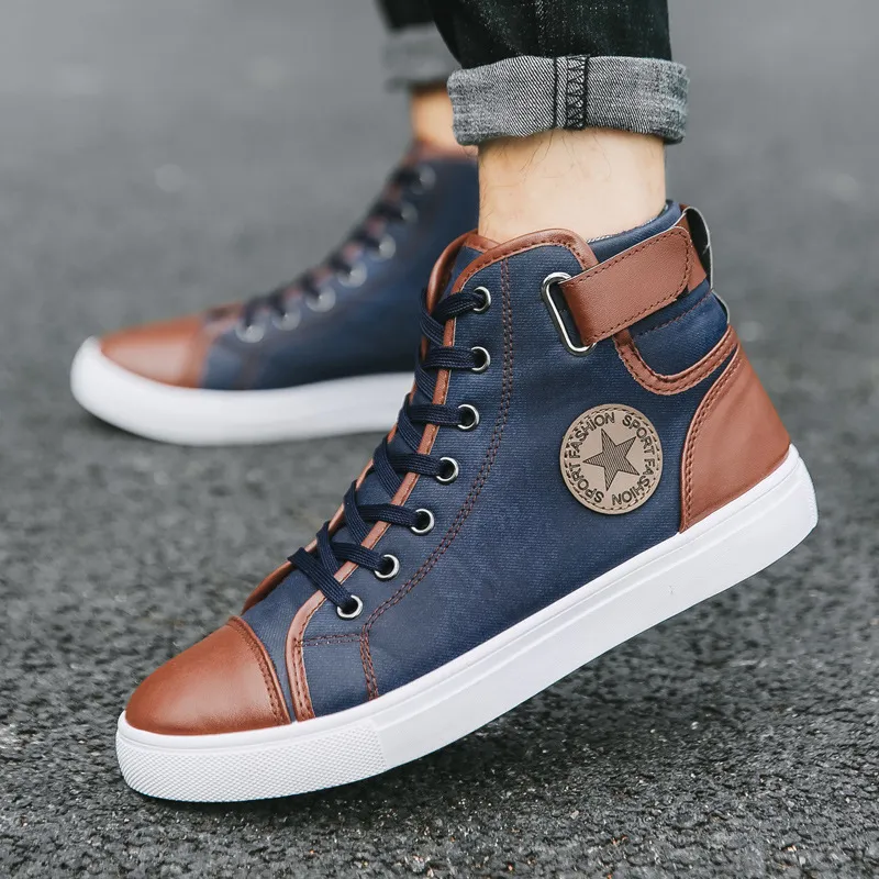 Men's Retro Canvas High Top Sneakers Casual Lace Up