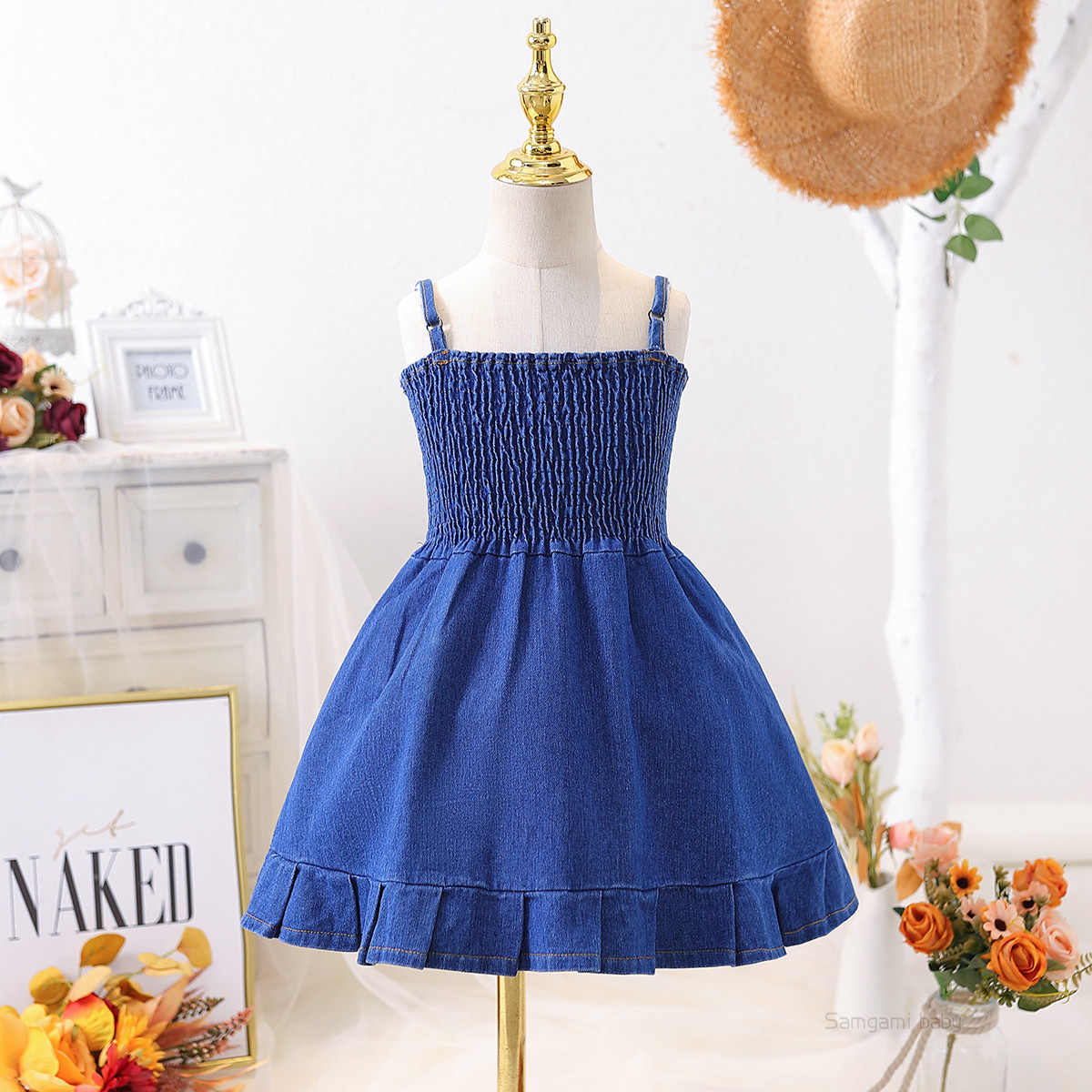 Buy Girls Short Sleeves Denim Dress Flower Patch Work-Blue Online at Best  Price | Mothercare