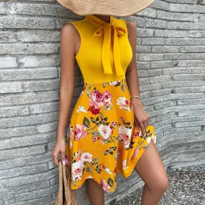Women Floral Print A-Line Dress Ant Cloth