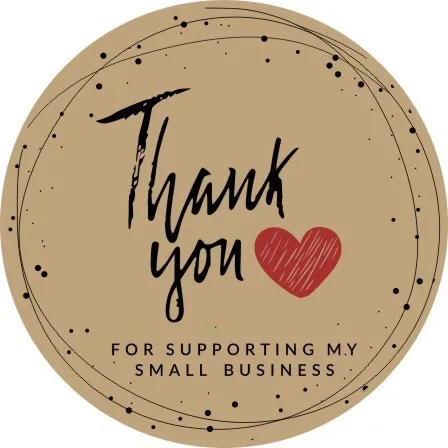 Self-Adhesive Thank You Red Love Kraft Paper Label Seal Sticker for Jewelry Packaging