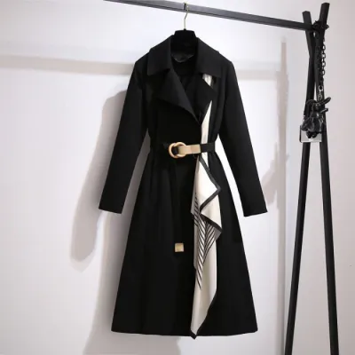 Women's Solid Color Elegant Casual Slim-Fit Long Sleeve Trench Coat