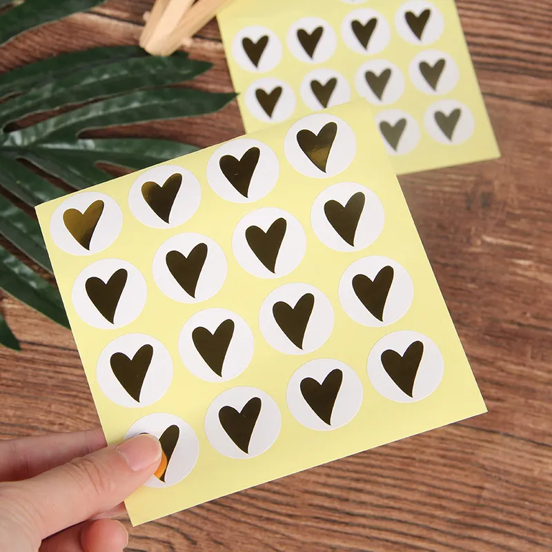 Transparent Bronzing Love Baking Sticker Self-Adhesive Sealing Round Packaging Sticker
