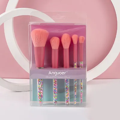 5Pcs/Set Transparent Multicolor Particle Brush Handle Repair Beauty Makeup Tool Brush Set