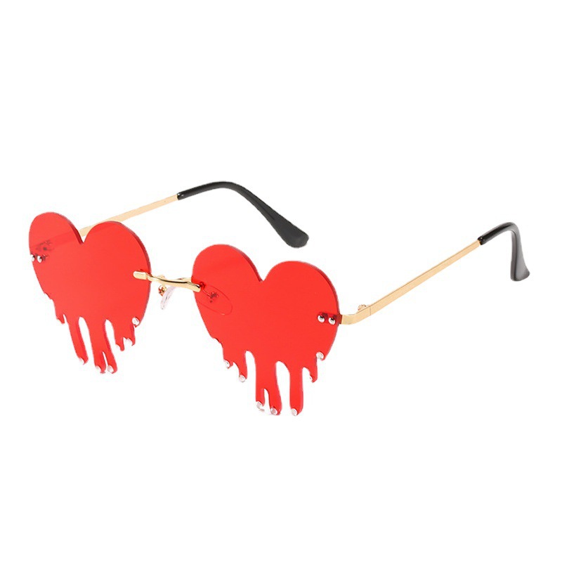 【74e1714】ドローイング3枚セット Wholesale Women'S Fashion Heart Tears Drill Metal Rimless