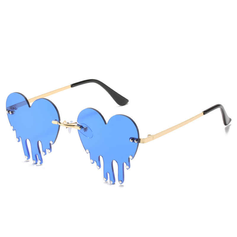 【74e1714】ドローイング3枚セット Wholesale Women'S Fashion Heart Tears Drill Metal Rimless