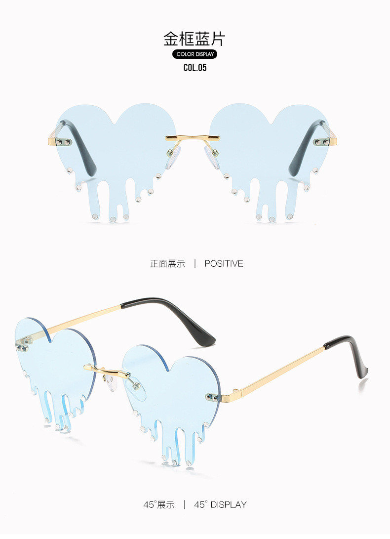 【74e1714】ドローイング3枚セット Wholesale Women'S Fashion Heart Tears Drill Metal Rimless