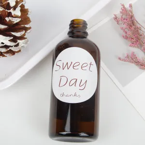 Round Sweet Day Bakery Package Closure Stickers Mirror Laminated Film Offset Printing Powerful Yellow Background Hot Glue