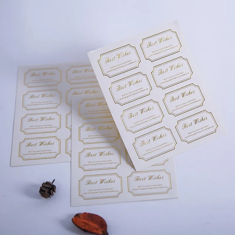 Blessing Bronzing Baking Packaging Gift Box English Label Mirror Sticker
