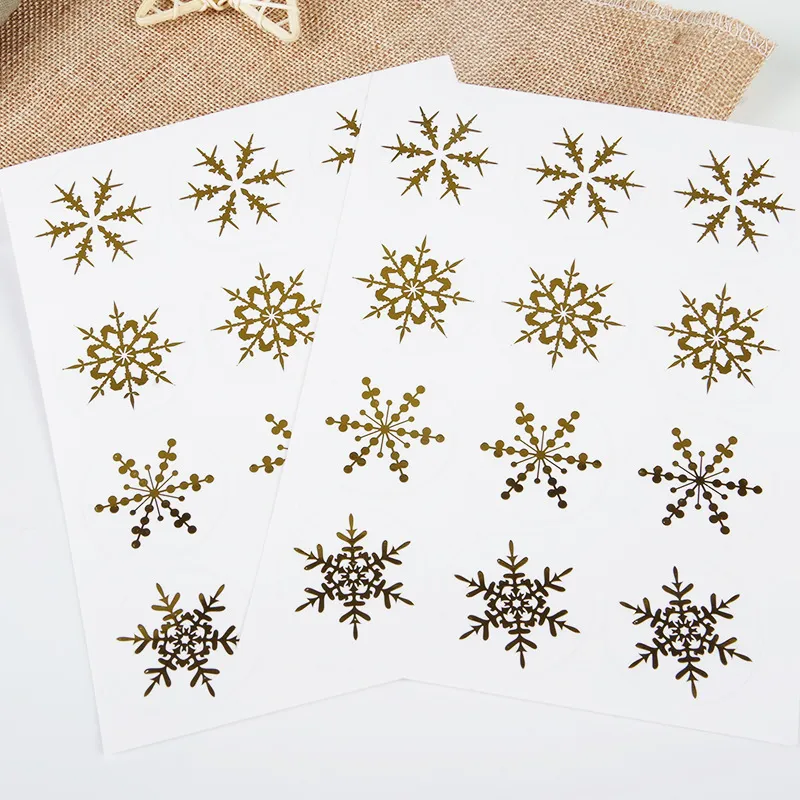 Christmas Hot Gold Snowflake Packaging Gift Box Decoration Sticker