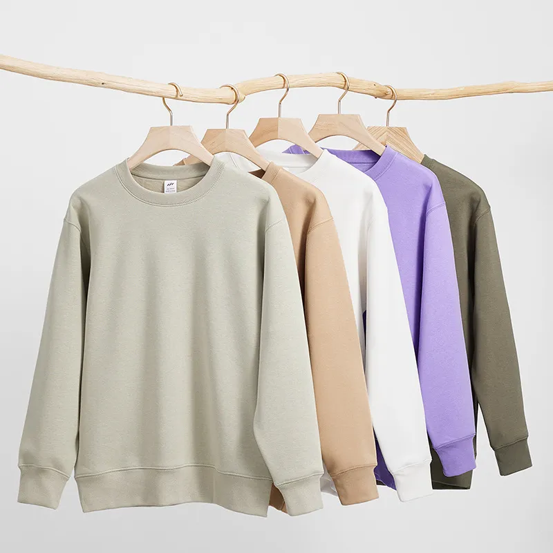 Men's Fashion Solid Color Plus Velvet Loose Round Neck Long Sleeve Sweatshirt Pullover