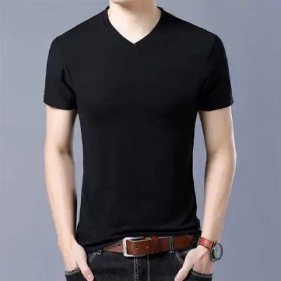 Men'S Casual Basic Solid Color Short-Sleeved T-Shirt