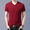 Short-Sleeved V-Neck Burgundy