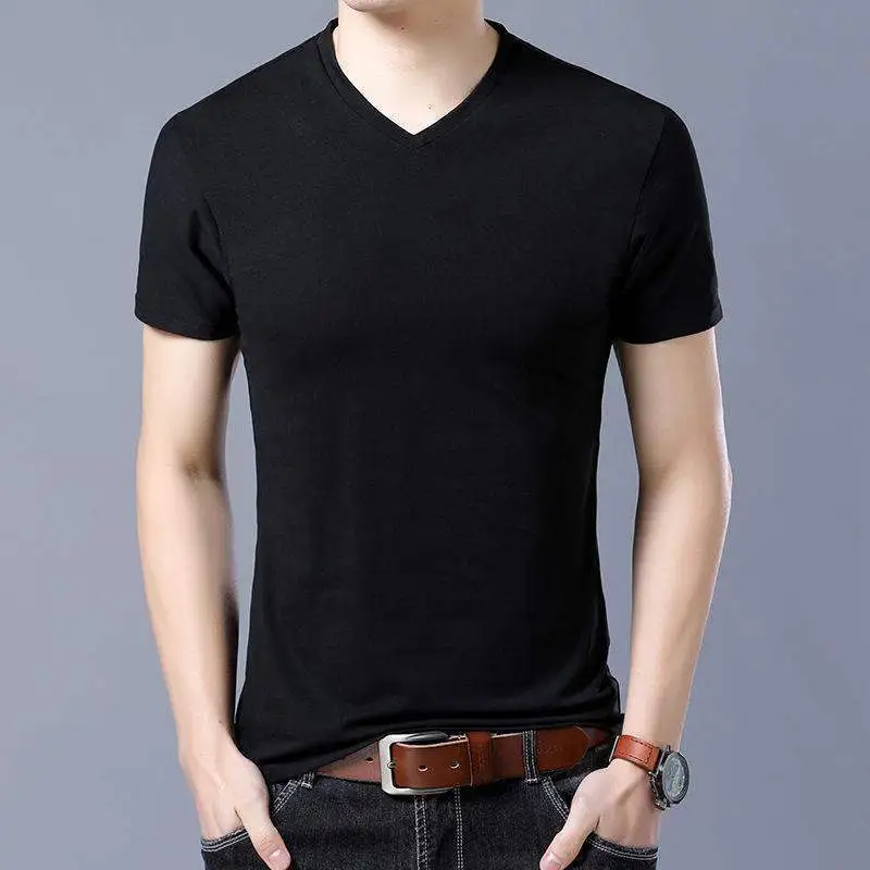 Men'S Casual Basic Solid Color Short-Sleeved T-Shirt