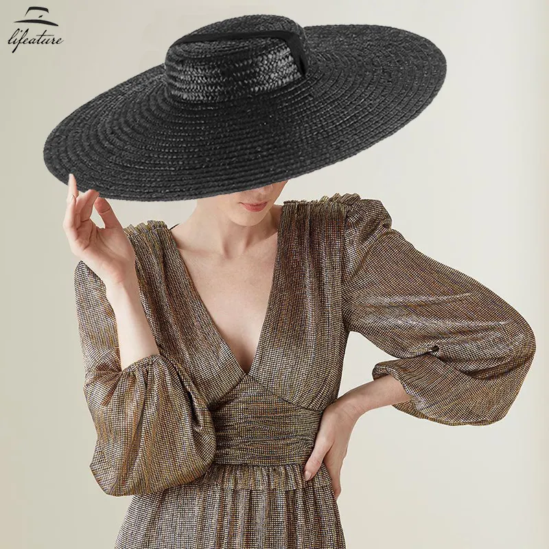 Women's Oversized Straw Woven Grass Beach Sunshade Strap Sun Hat