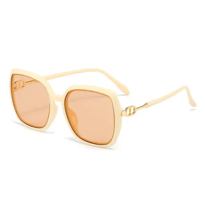 Women's Retro Colorful Large Square Frame Metal Sunglasses