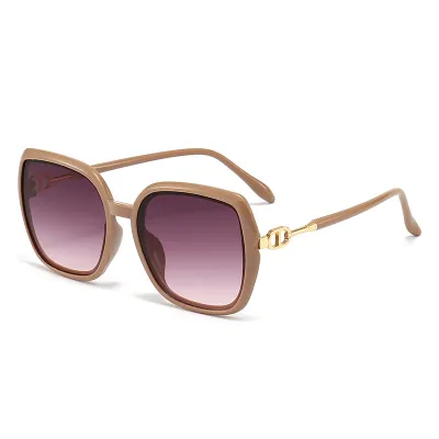 Women's Retro Colorful Large Square Frame Metal Sunglasses