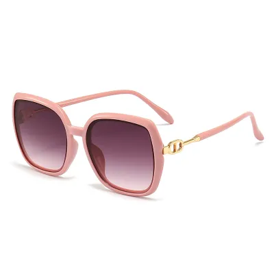 Women's Retro Colorful Large Square Frame Metal Sunglasses