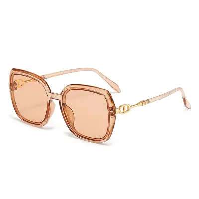 Women's Retro Colorful Large Square Frame Metal Sunglasses