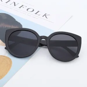 Women's Fashion Retro Simple Large Frame Full Frame Black Sunglasses