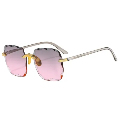 Women's Fashion Cut Edge Rimless Square Sunglasses