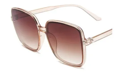 Women's Fashion Gradient UV Protection Retro White Square Frame Sunglasses