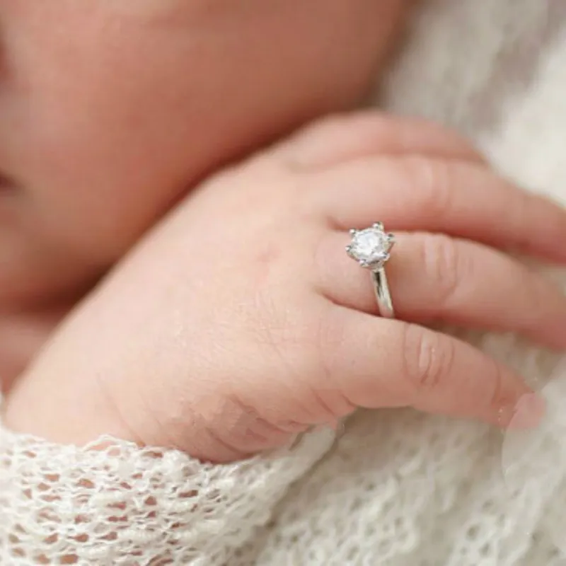 Newborn Photography Rhinestone Ring Baby Child Photo Prop Alloy 10mm