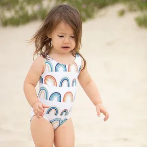 Toddlers Newborn Baby Fashion Girls Rainbow Pattern Backless One-Piece Swimsuit