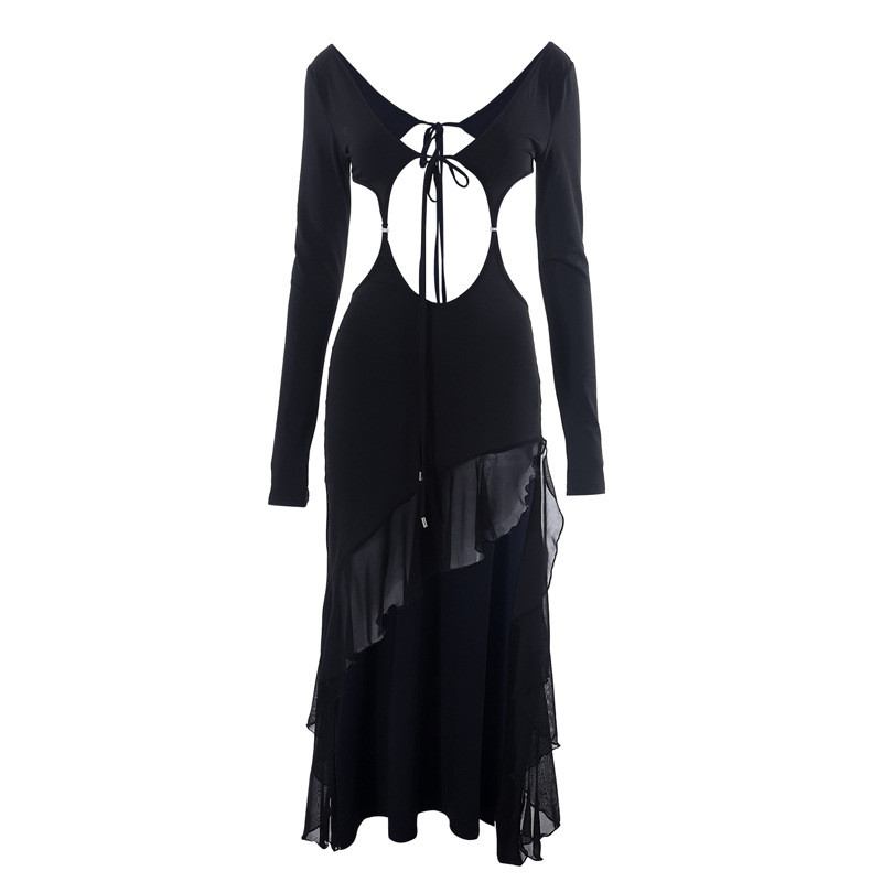 Wholesale Women Fashion Lace-Up Cut Out Backless Ruffle Edgy