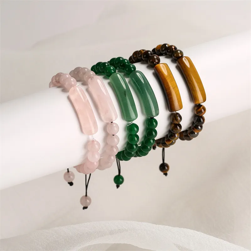 Women's Fashion Natural Stone Round Bead Stretch Tiger Eye Beaded Bracelet