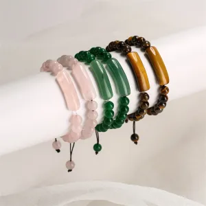 Women's Fashion Natural Stone Round Bead Stretch Tiger Eye Beaded Bracelet