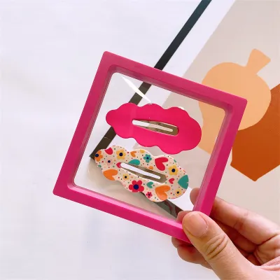 Children Kids Baby Fashion Girls Cartoon Fluorescent Geometric Print Hair Clip Accessories