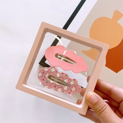 Children Kids Baby Fashion Girls Cartoon Fluorescent Geometric Print Hair Clip Accessories