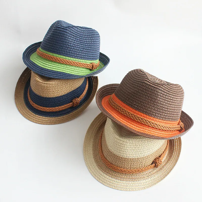 Children Kids Baby Fashion Girls Boys Parent-Child Knot Bell Shaped Sunscreen Woven Straw Hat