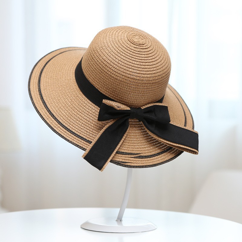 Sunshade Hats For Women Collapsible, Big Brim Straw Hat, Sunblock Beach  Hat, Bowtie Breathable Bonne on Luulla